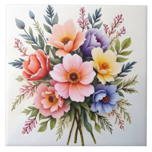 Azulejo Colección de lujo moderna de hermosas flores silve
