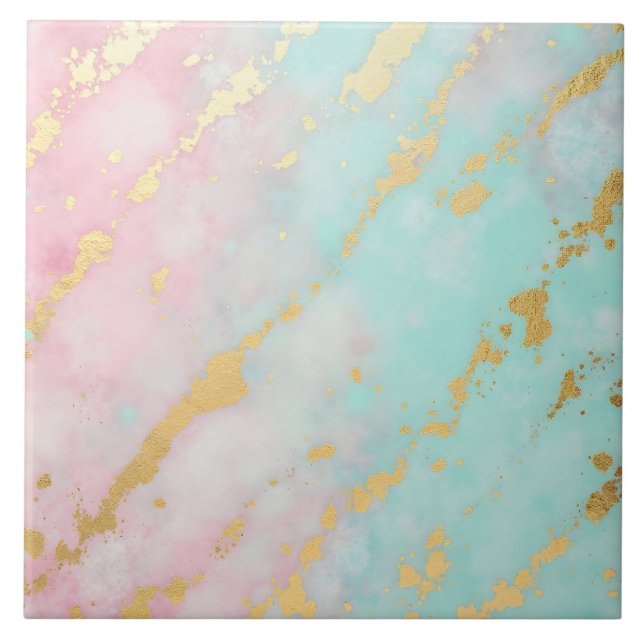 Azulejo Colección de lujo rosa suave menta dorada de moda (Frente)
