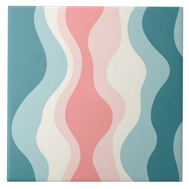 Azulejo Colección de menta rosa sonrojada abstracta de mod (Frente)