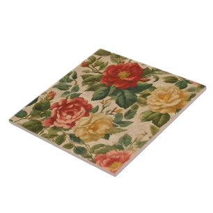 Azulejo Colección de moda de color de agua floral vintage