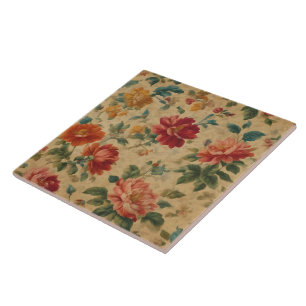Azulejo Colección de moda de color de agua vintage floral