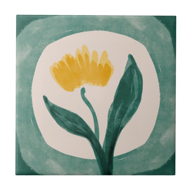 Azulejo Colección de mosaicos verdes y amarillos de MHN (Frente)