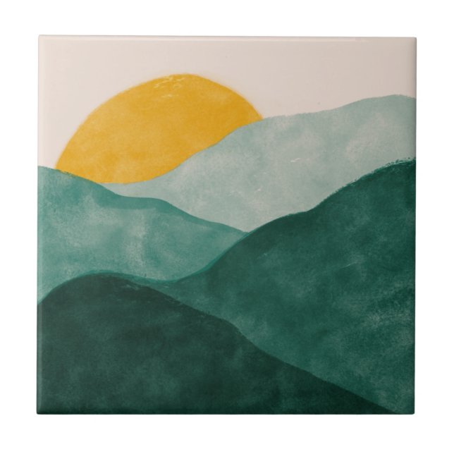 Azulejo Colección de mosaicos verdes y amarillos de MHN (Frente)