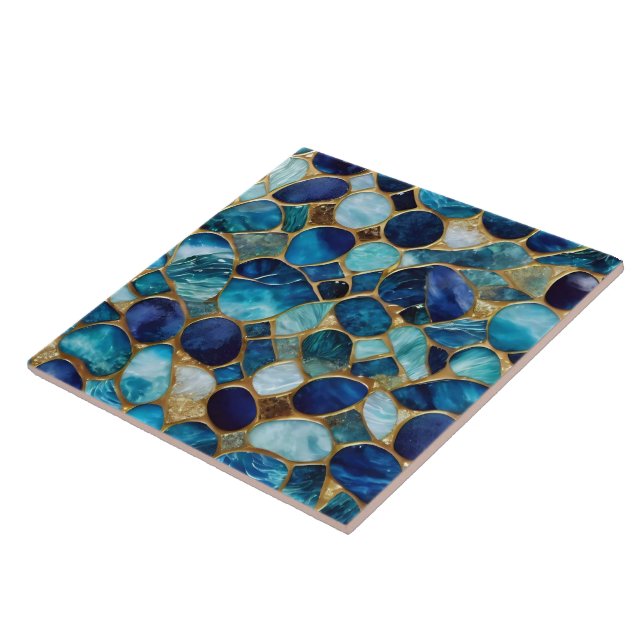 Azulejo Colección de Oro Azul Oceánico Popular (Lado)