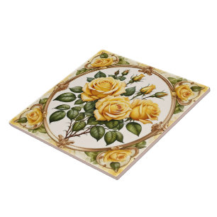 Azulejo Colección de rosas amarillas de moda