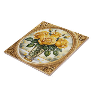 Azulejo Colección de rosas amarillas populares