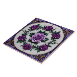 Azulejo Colección de Rosas morados popular y hermosa