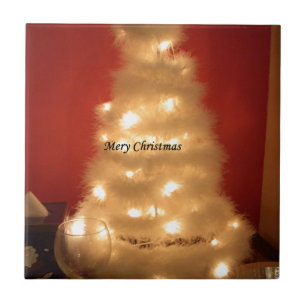 Azulejo Colección decorada de árbol de Navidad blanco