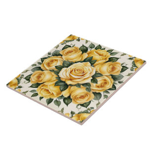 Azulejo Colección elegante de rosas amarillas