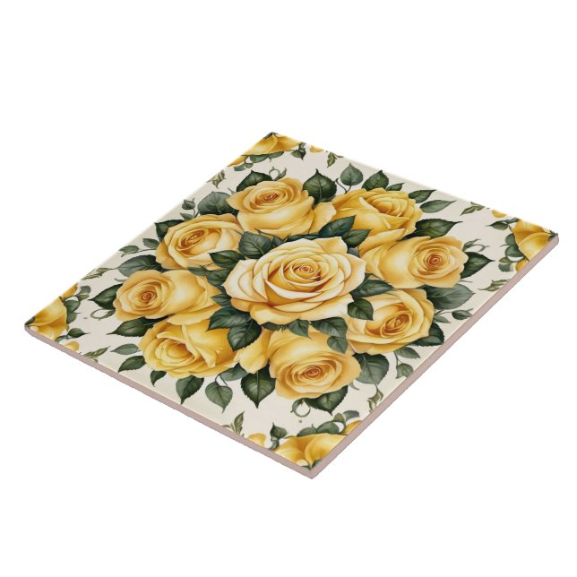 Azulejo Colección elegante de rosas amarillas (Lado)