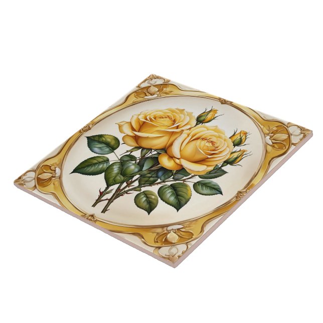 Azulejo Colección elegante y moderna de rosa amarillo (Lado)