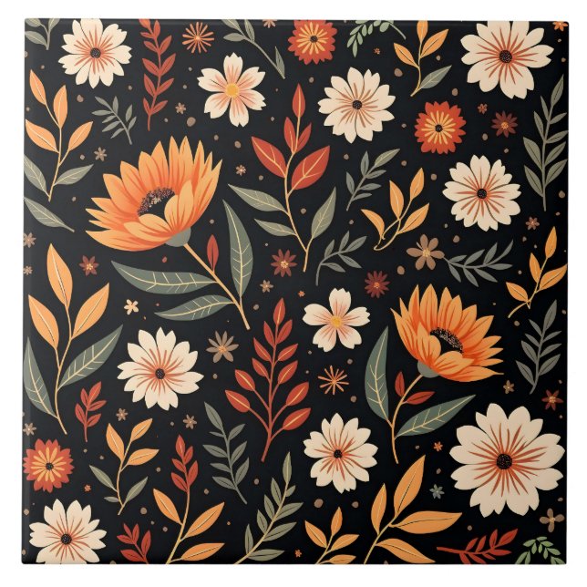 Azulejo Colección floral moderna de cosecha vintage (Frente)