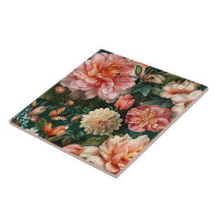 Azulejo Colección floral vintage de acuarela moderna