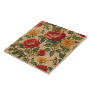 Azulejo Colección moderna de color acuático vintage Floral