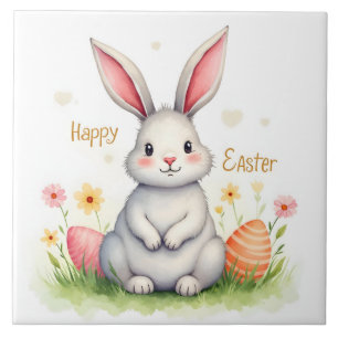 Azulejo Colección moderna de conejito de Pascua y huevos l