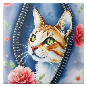 Azulejo Colección popular de gatos de color agua dulce