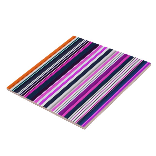 Azulejo Colección popular de rayas blancas rosadas (Lado)