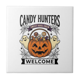 Azulejo Coleccionador de dulces de Halloween Grabado vinta