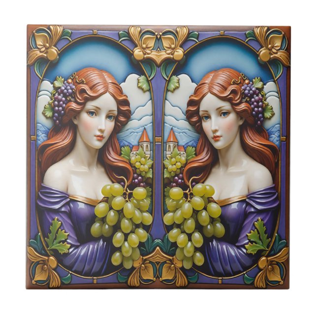 Azulejo Colectores de uva Tile cerámico (Frente)