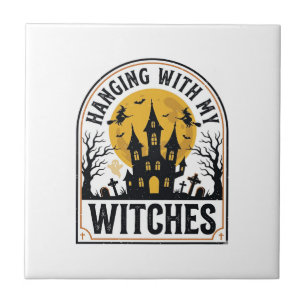 Azulejo Colgando Con Mis Brujas Diseño Vintage de Hallowee