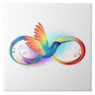 Azulejo Colibrí arcoiris con símbolo Infinity