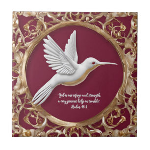 Azulejo Colibrí blanco en el Personalizable Red Tall