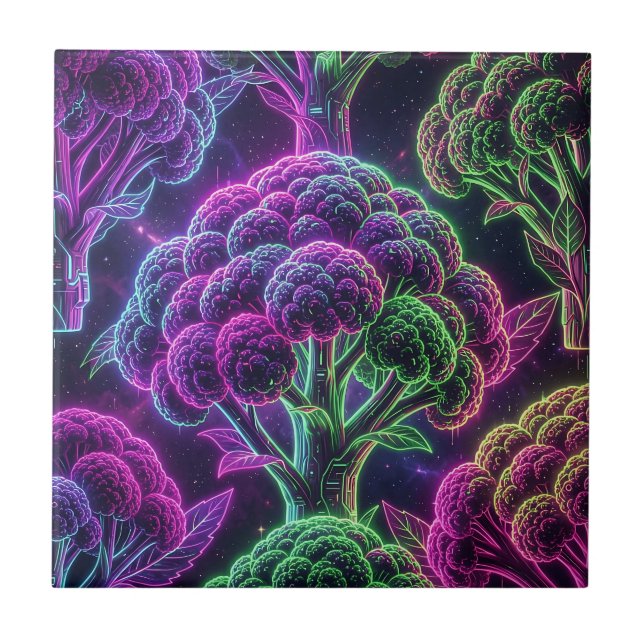 Azulejo Coliflor Galaxia Ciberpunk Neon (Frente)
