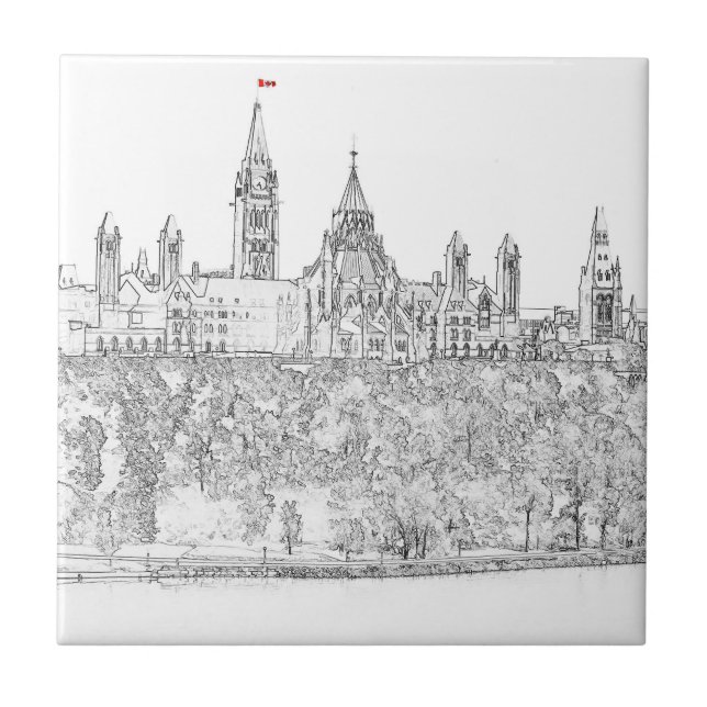 Azulejo Colina del Parlamento en Ottawa - Ontario, Canadá (Frente)