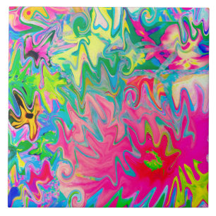 Azulejo Collage abstracto del jardín de flores colorido