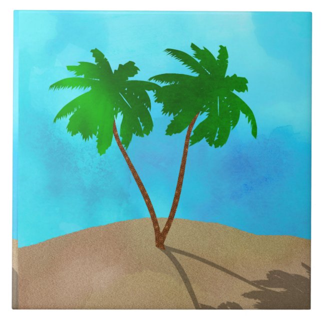 Azulejo Collage acuático Palm Tree Beach (Frente)