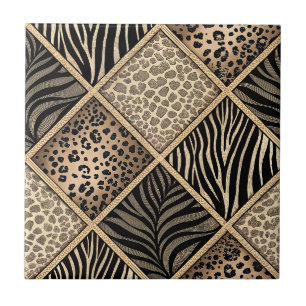 Azulejo Collage de estampado de leopardo y cebra - Diseño