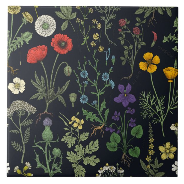 Azulejo Collage de flores silvestres (Frente)