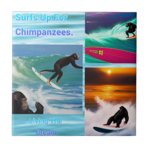 Azulejo Collage de fotos Chimpancés De Surf, Tile De Cerám