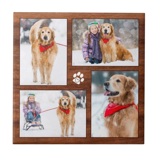 Azulejo Collage de fotos Rustic Wood Dog Lover (Frente)