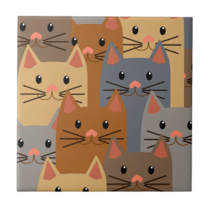 Azulejo Collage de la cara de gato colorido de gatos