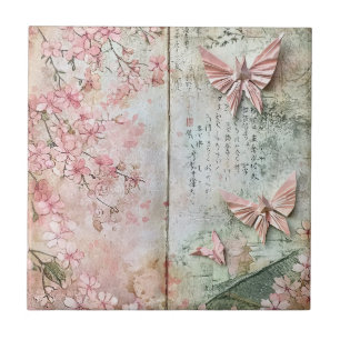 Azulejo Collage de mariposa Vintage Sakura