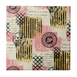 Azulejo Collage de Medios Mixtos Vintage - Papel Deteriora