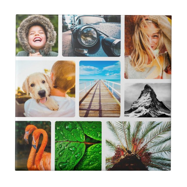 Azulejo Collage de mosaico de pared de 9 fotos enmarcado (Frente)