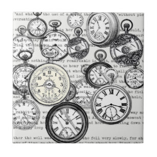 Azulejo Collage de reloj de bolsillo victoriano Alicia en 