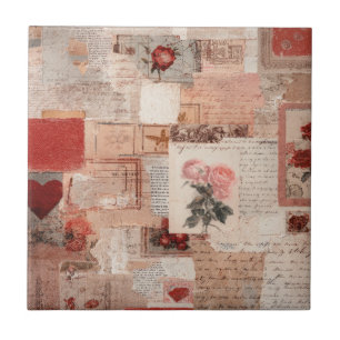 Azulejo Collage Romántico Vintage de Rosas (2)