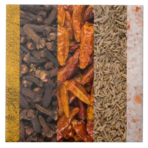 Azulejo Collage set de especias e ingredientes alimentario