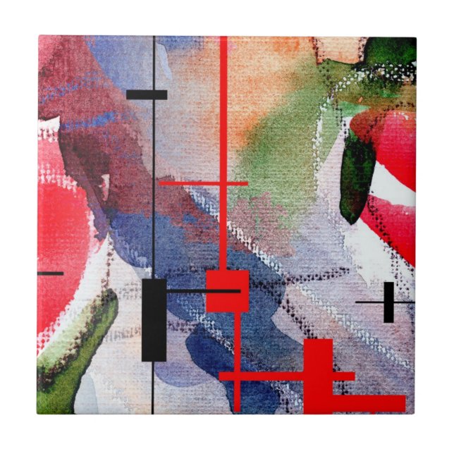 Azulejo collage, técnicas mixtas y acuarela del arte (Frente)