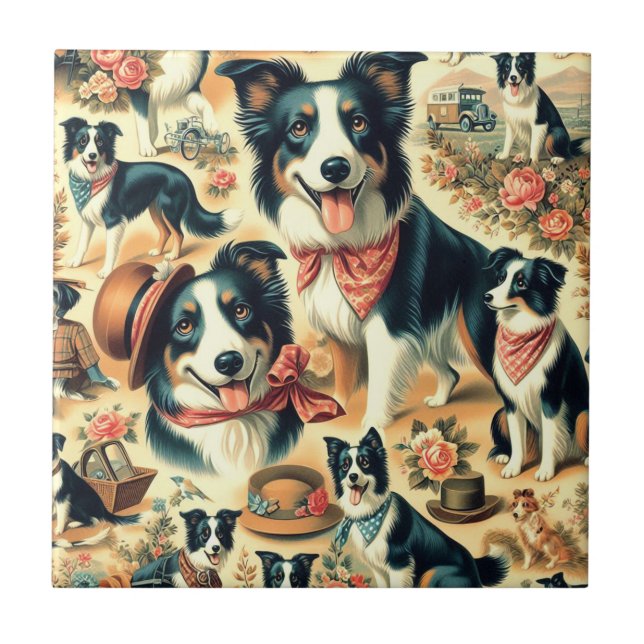 Azulejo Collie de borde suave sin soldadura (Frente)