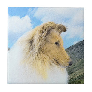 Azulejo Collie in Mountains (Rough) Pintura - Perro Art