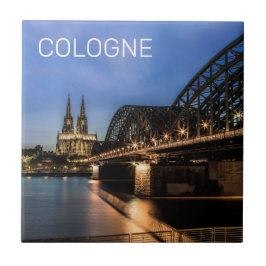 Azulejo Cologne Cityscape Alemania Dom Noche Souvenir