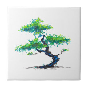 Azulejo Color azul bonsai