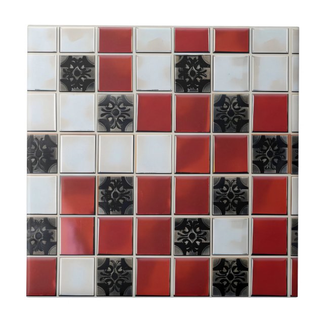 Azulejo Color blanco rojo pequeño del mosaico (Frente)