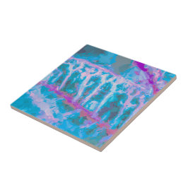 Azulejo Color de agua azul rosado blanco abstracto moderno