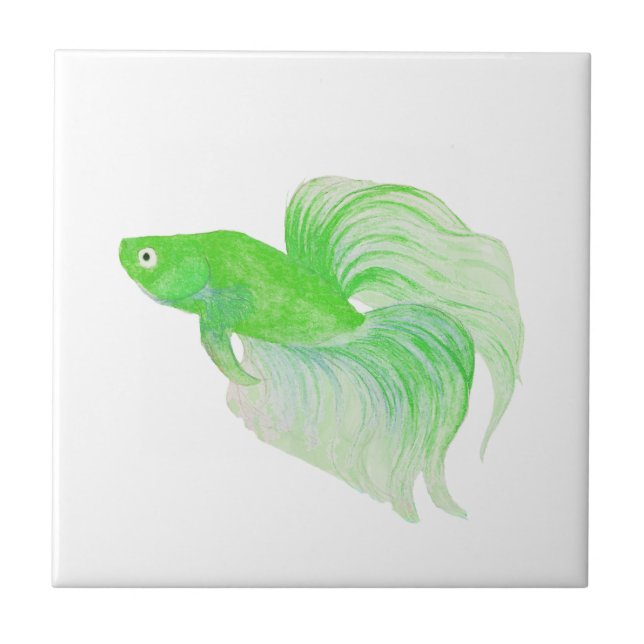 Azulejo Color de agua de peces Betta Verde (Frente)
