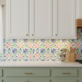 Azulejo Color de agua vibrante Patrón verde azul de coral